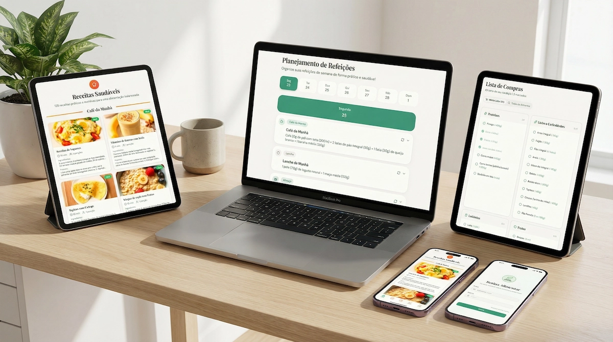 Sistema Rotina Alimentar em notebook, tablet e celular